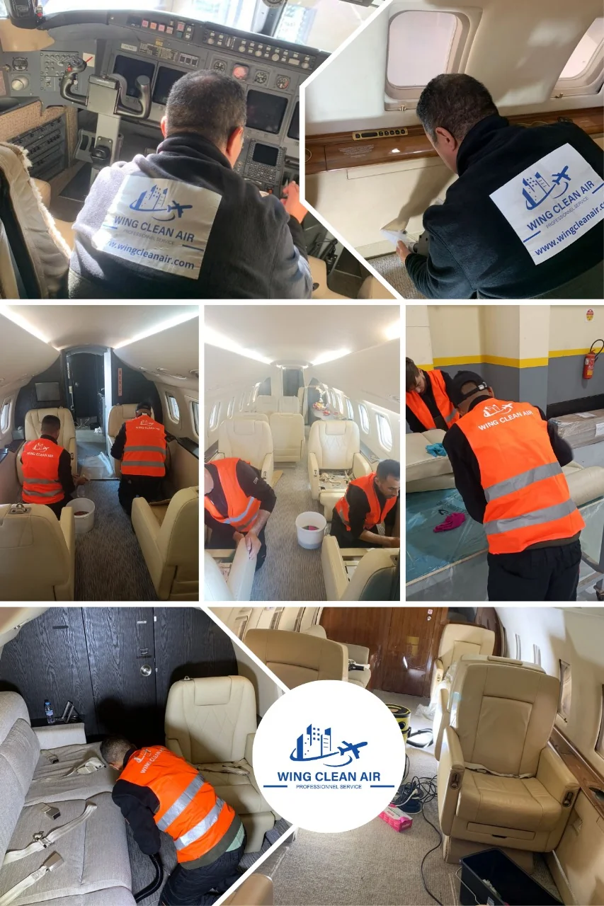 Schoonmaak cabine en vliegtuig interieur privéjet
